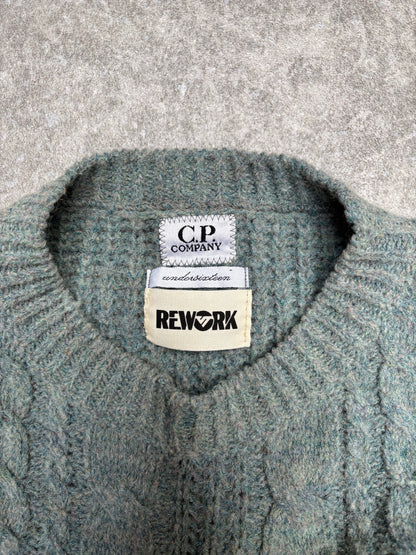 VT Rework: C.P. Company Logo Sleeveless Cable Knit Sweater