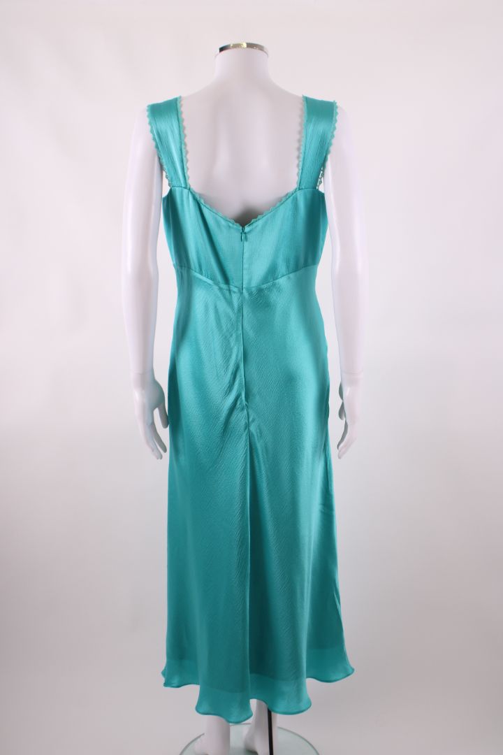 Saloni S/S Lace Trim Bow Dress Turquiose 14 | O/S, Turquoise