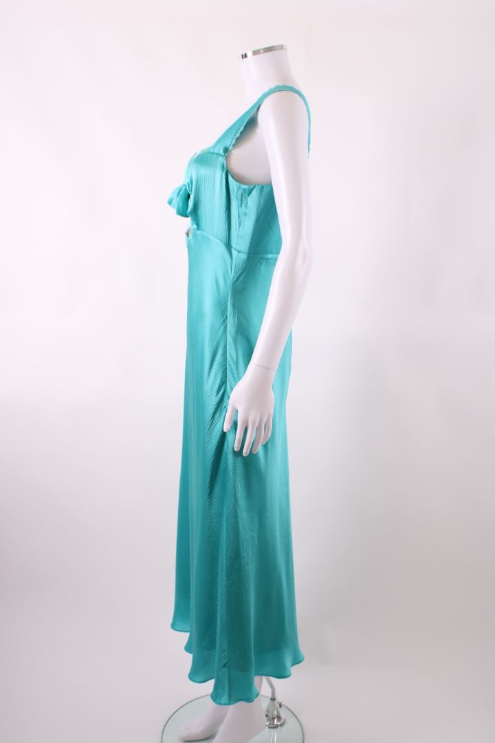 Saloni S/S Lace Trim Bow Dress Turquiose 14 | O/S, Turquoise