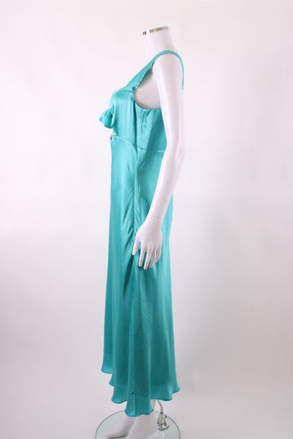 Saloni S/S Lace Trim Bow Dress Turquiose 14 | O/S, Turquoise