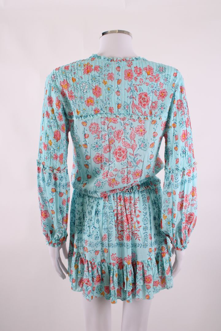 Poupette St Barth Floral Long Sleeve Dress Blue XS | O/S, Blue