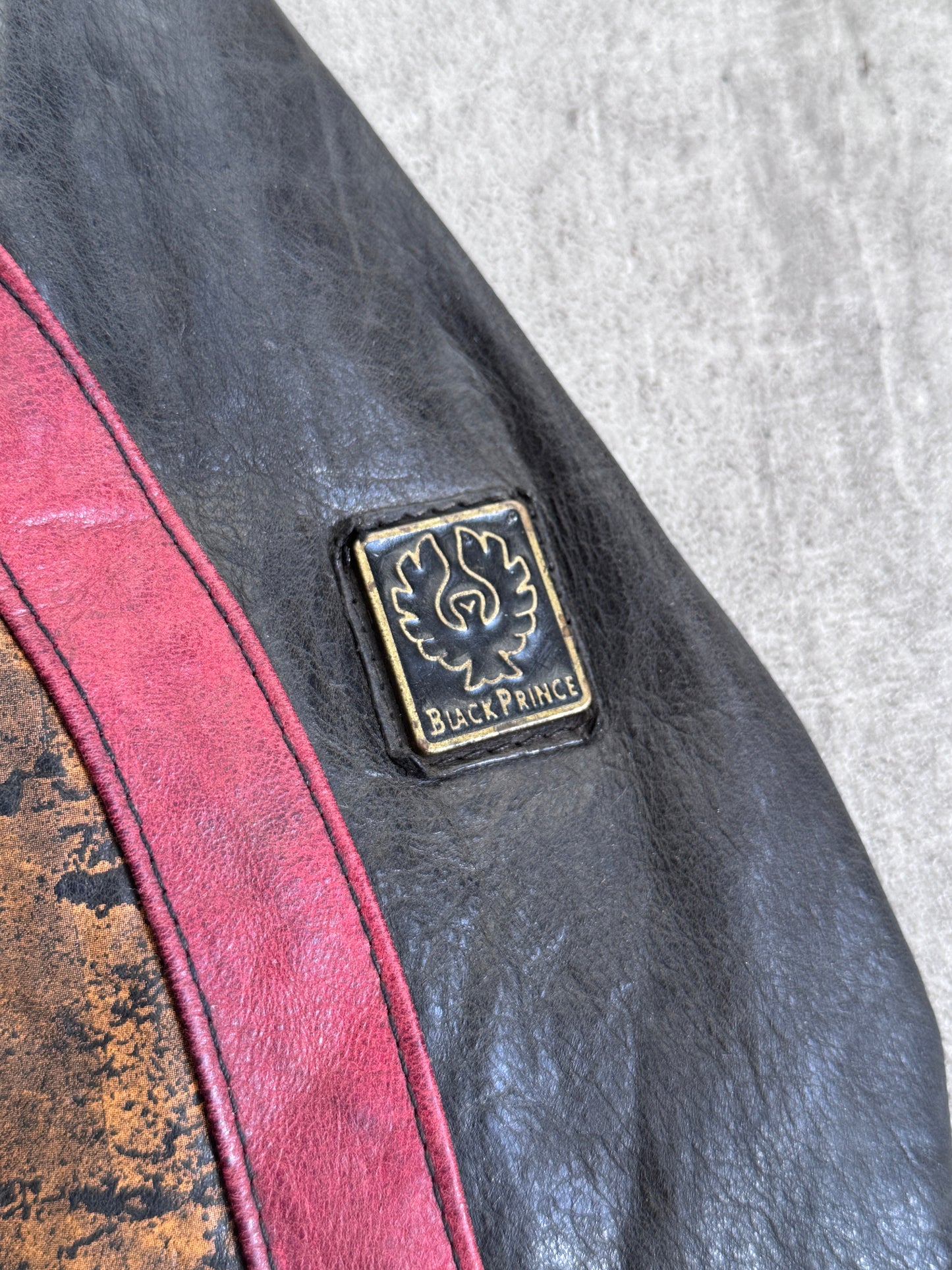 Belstaff Black Prince 'Save Tibet' Painted Moto Leather Jacket