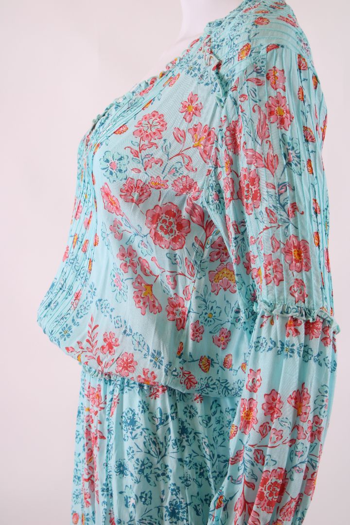 Poupette St Barth Floral Long Sleeve Dress Blue XS | O/S, Blue
