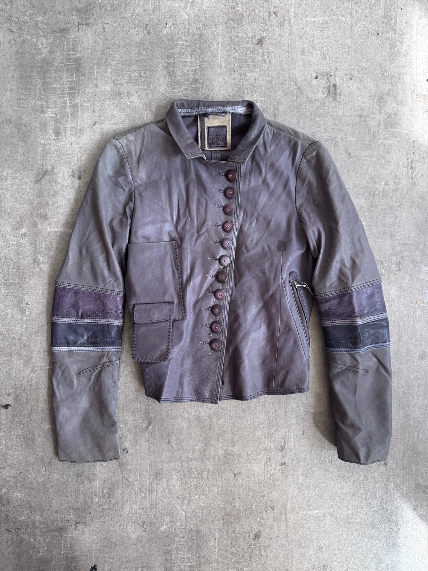 Marithe Francois Girbaud Button Up Leather Jacket