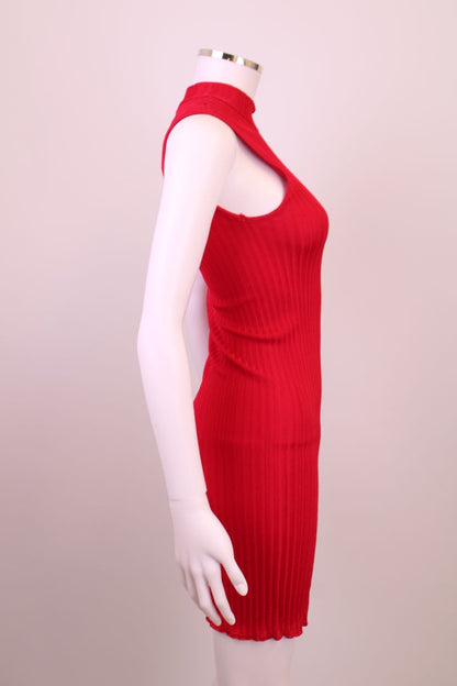 Balmain Rib Knit Button Dress Red 6 | XS, Red
