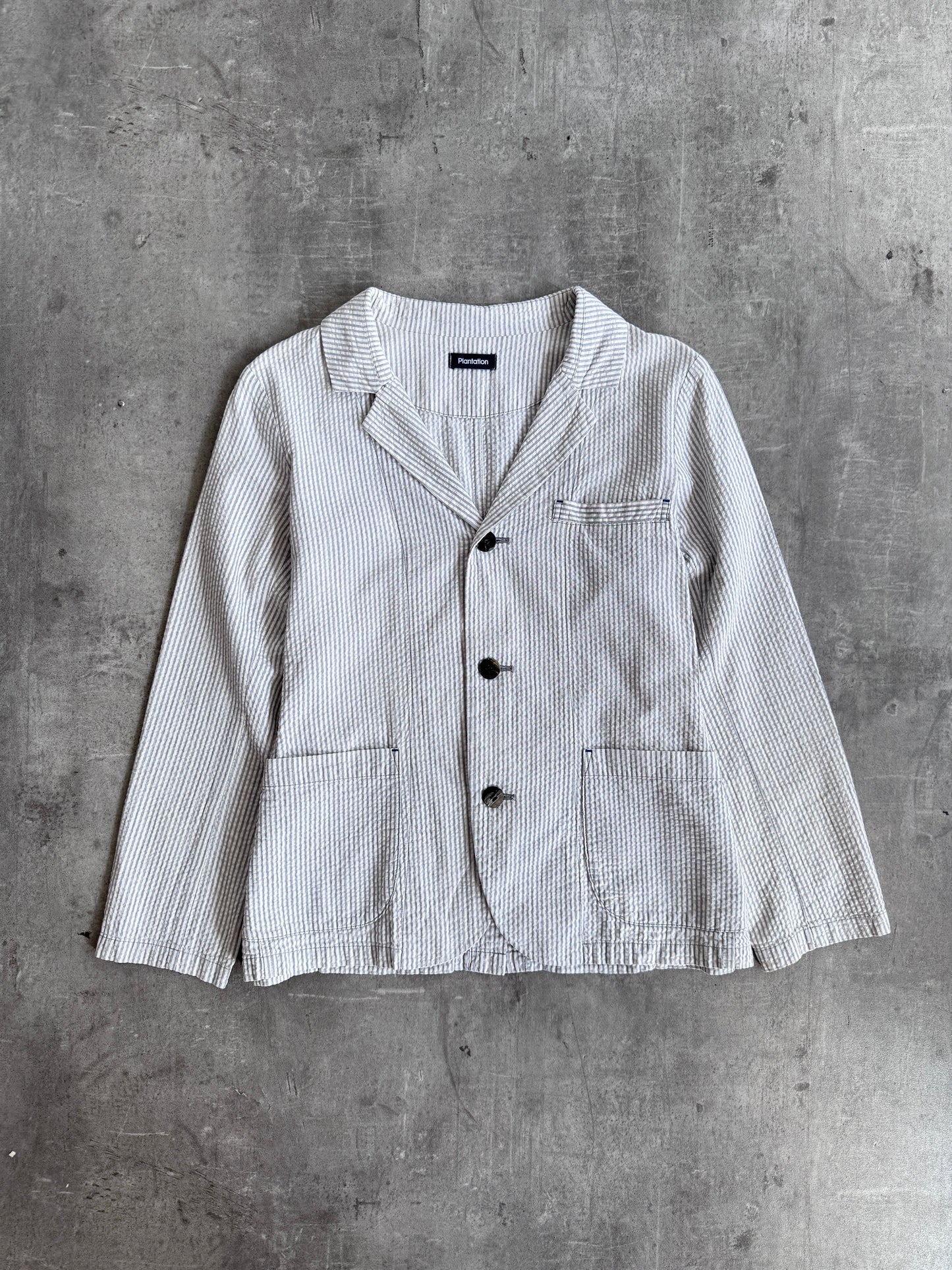 Issey Miyake Plantation Textured Stripe Chore Jacket
