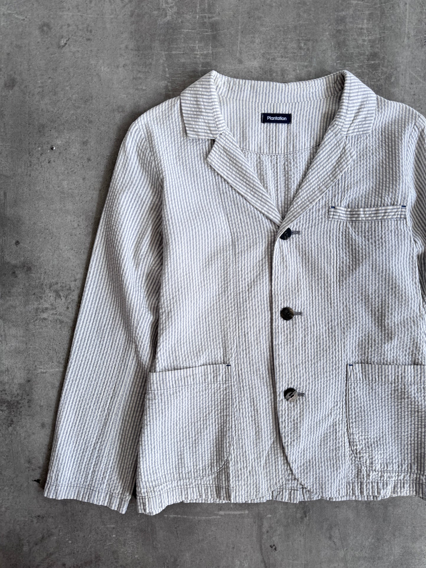 Issey Miyake Plantation Textured Stripe Chore Jacket
