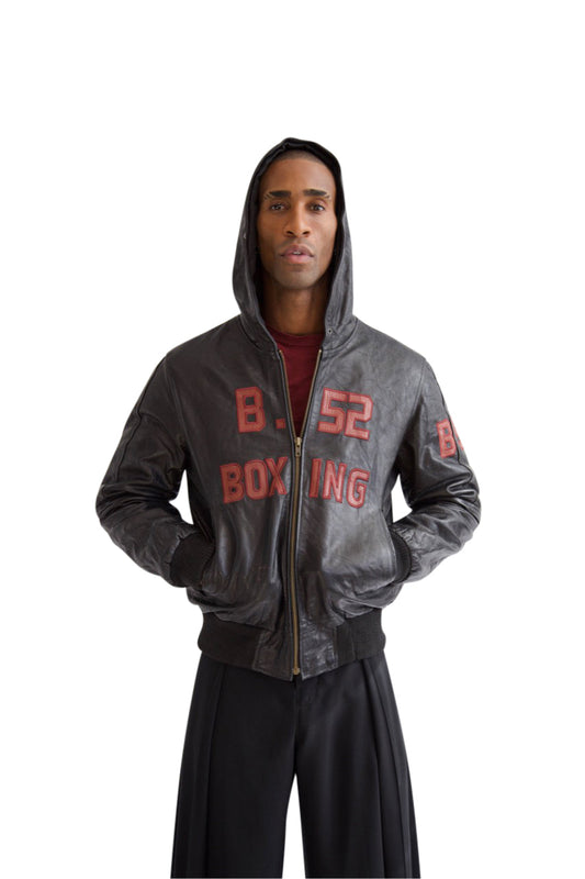 B.52 Boxing Leather Hooded Jacket