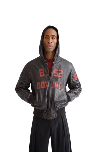 B.52 Boxing Leather Hooded Jacket