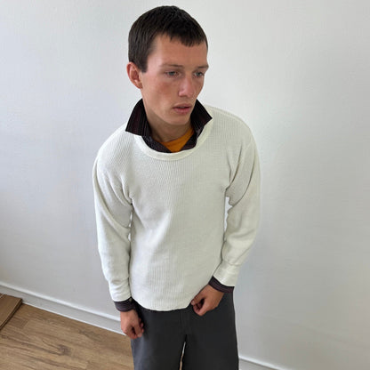 Vintage Sub Zero-Master White 70s/80s Waffle Thermal Jumper | Large, White