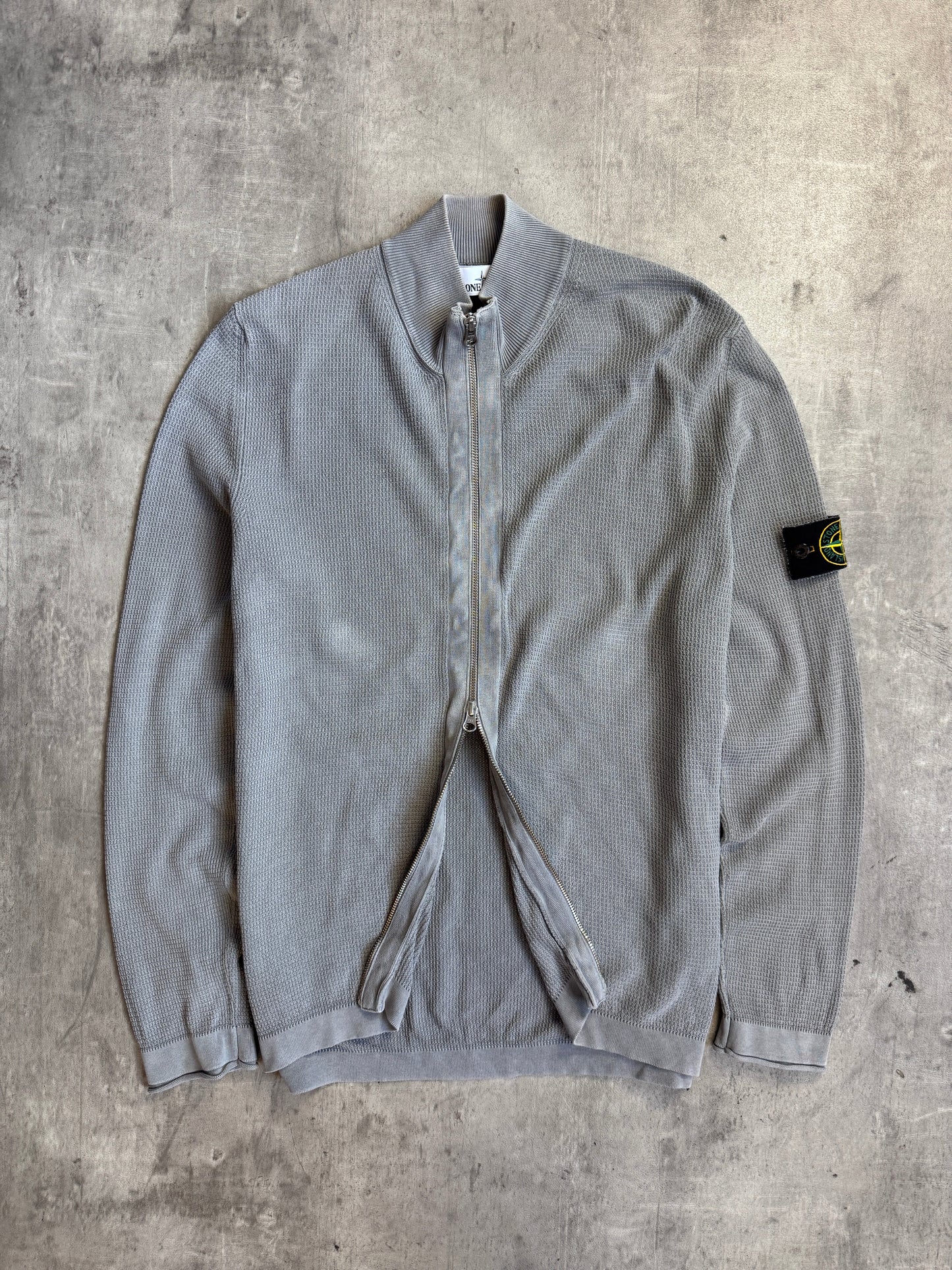 S/S 2017 Stone Island Grey Waffle Knit Zip Sweatshirt