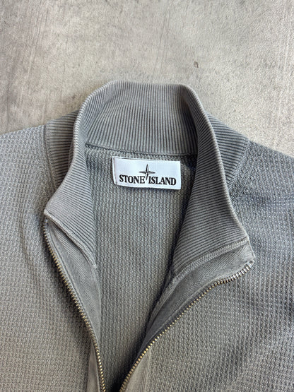 S/S 2017 Stone Island Grey Waffle Knit Zip Sweatshirt