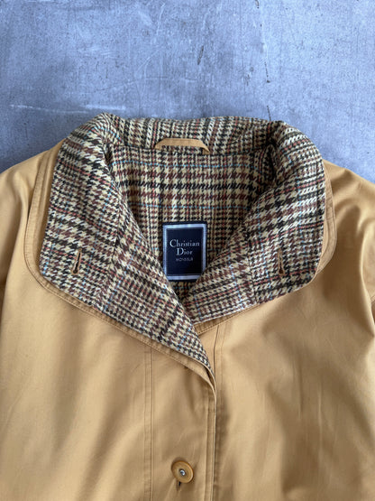 Christian Dior Mustard Herringbone Lined Overcoat
