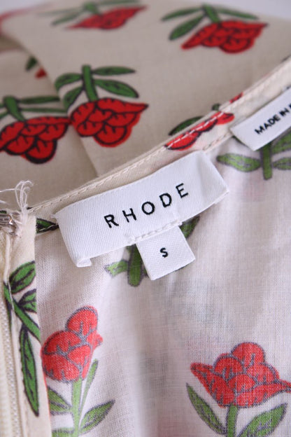 Rhode Floral Print Mini Dress White / Red S | O/S, Red