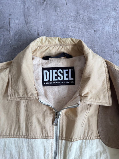 Diesel Beige Panelled Multi Fabric Hybrid Jacket