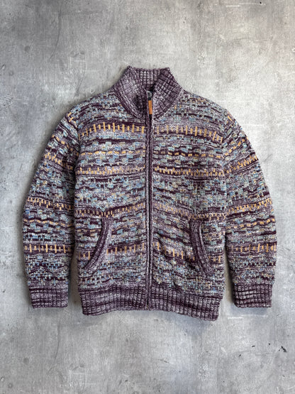 Missoni Multi Patterned Quilted Knit Sweater Jacket