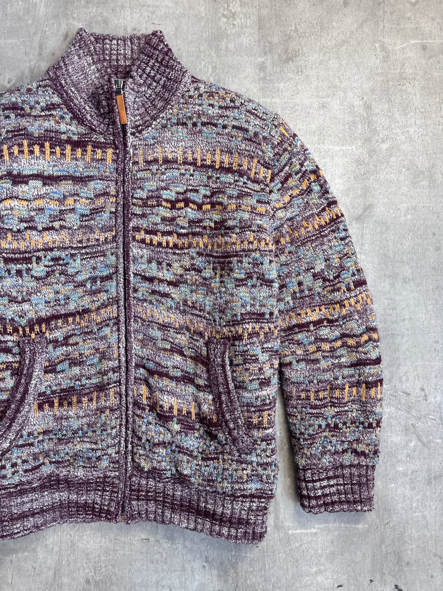 Missoni Multi Patterned Quilted Knit Sweater Jacket