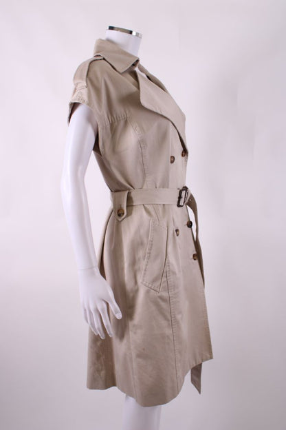 Carolina Herrera Sleeveless Trench Coat Beige S | O/S, Beige