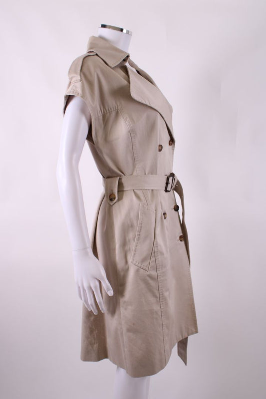 Carolina Herrera Sleeveless Trench Coat Beige S | O/S, Beige