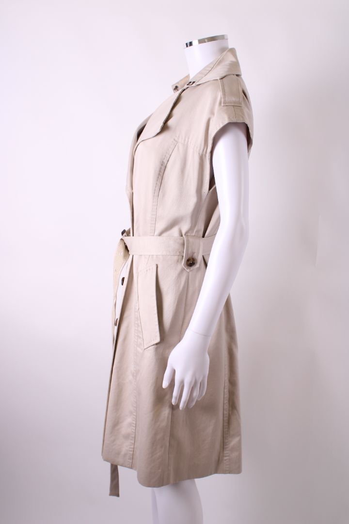 Carolina Herrera Sleeveless Trench Coat Beige S | O/S, Beige