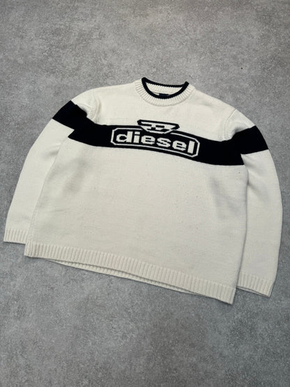 90s Diesel Two-Tone Logo Wool Blended Sweater