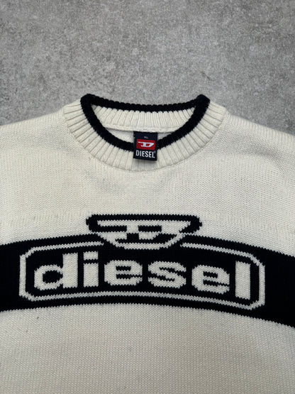 90s Diesel Two-Tone Logo Wool Blended Sweater