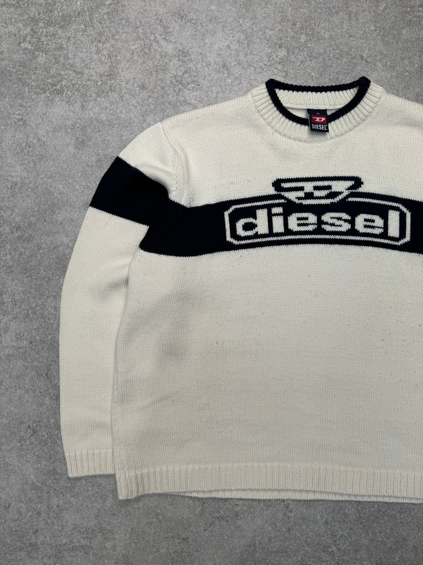 90s Diesel Two-Tone Logo Wool Blended Sweater