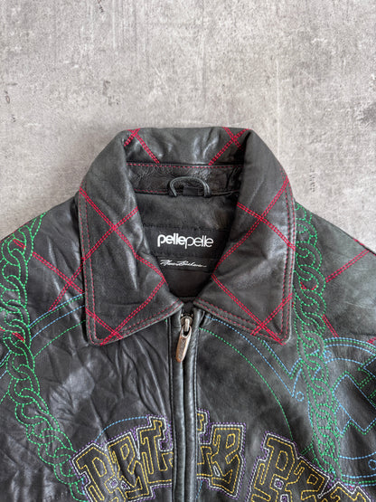 Pelle Pelle Marc Buchannan Embroidered Leather Bomber Jacket