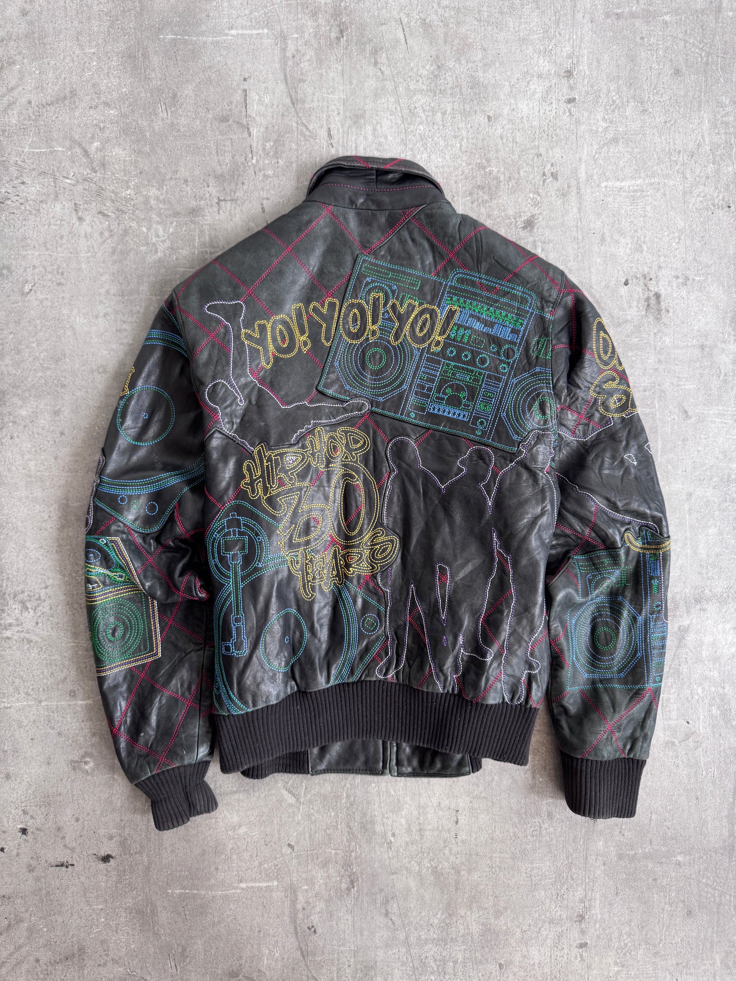 Pelle Pelle Marc Buchannan Embroidered Leather Bomber Jacket