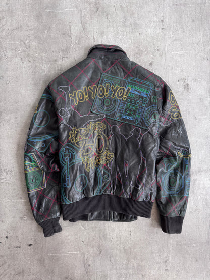 Pelle Pelle Marc Buchannan Embroidered Leather Bomber Jacket