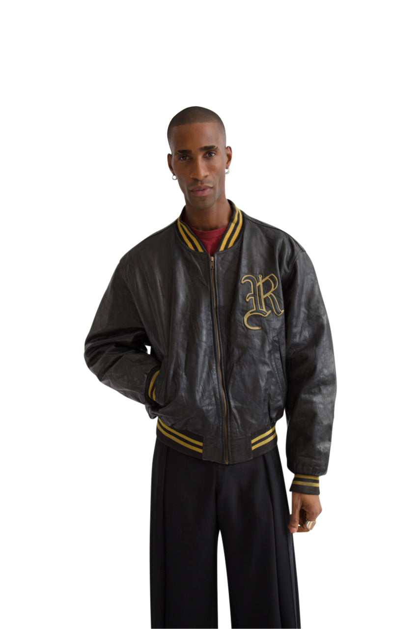 Redskins Black Leather Fighting Falcon Jacket