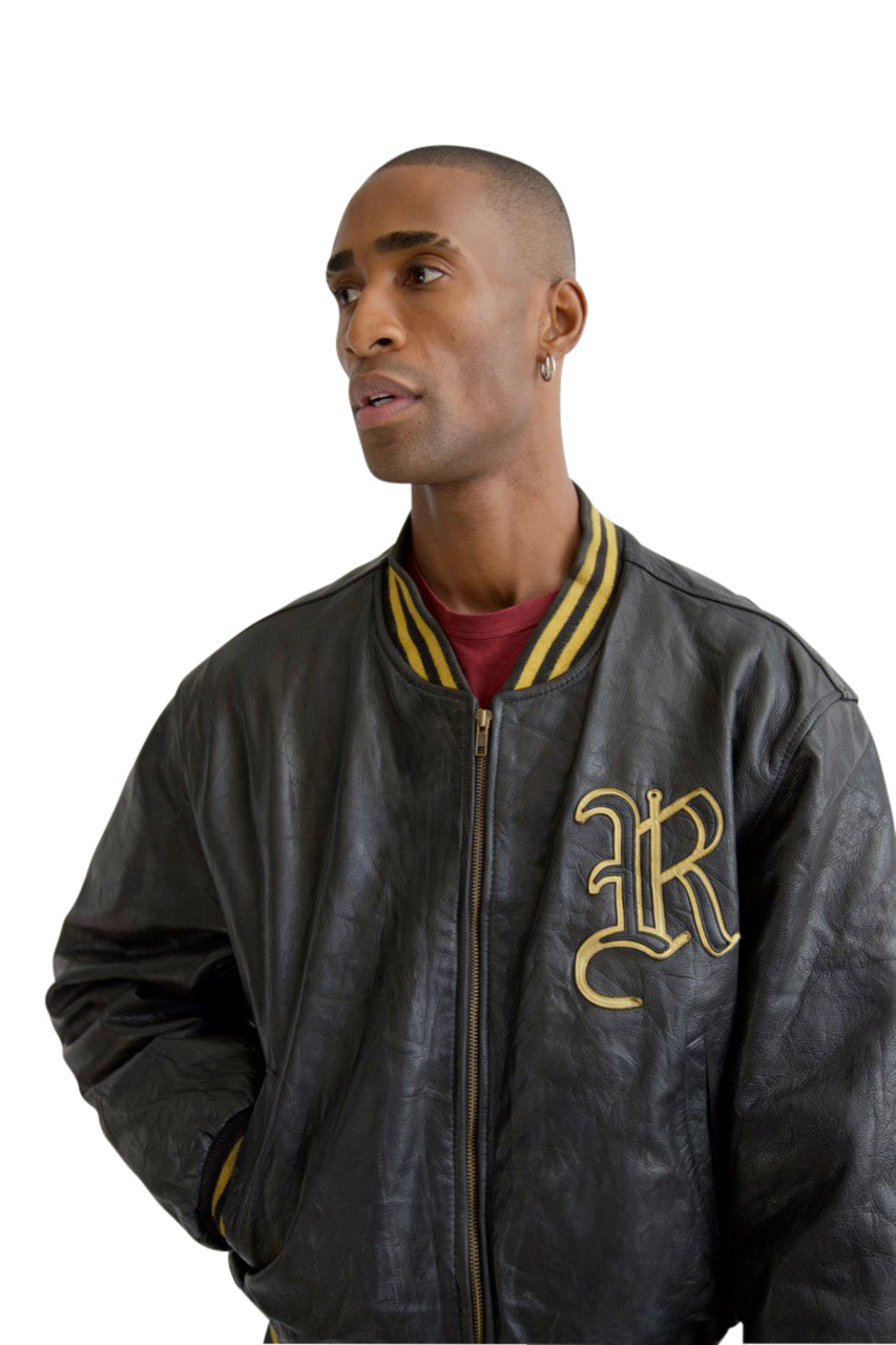 Redskins Black Leather Fighting Falcon Jacket