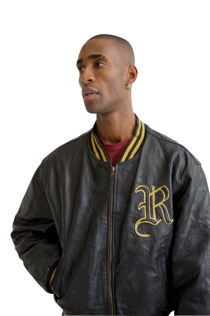 Redskins Black Leather Fighting Falcon Jacket