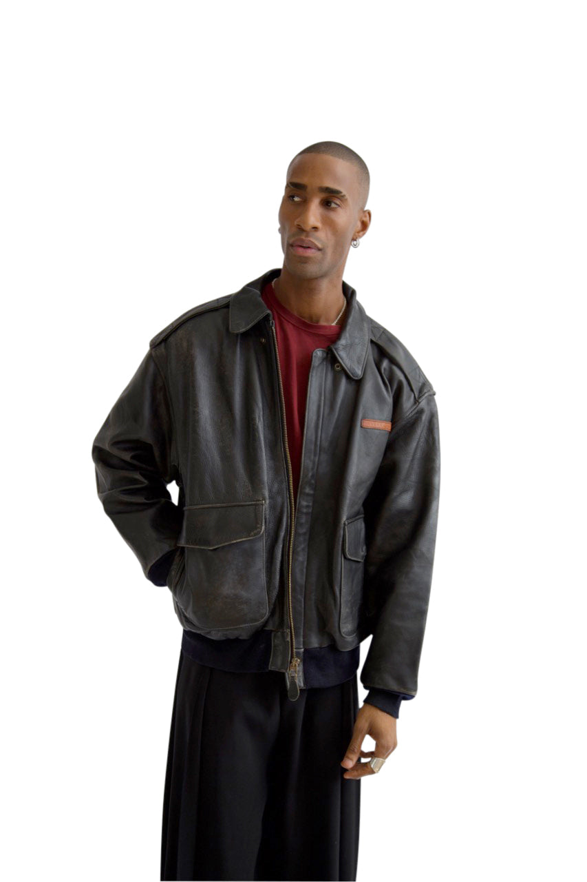 Avirex Black A-2 Leather Flight Jacket