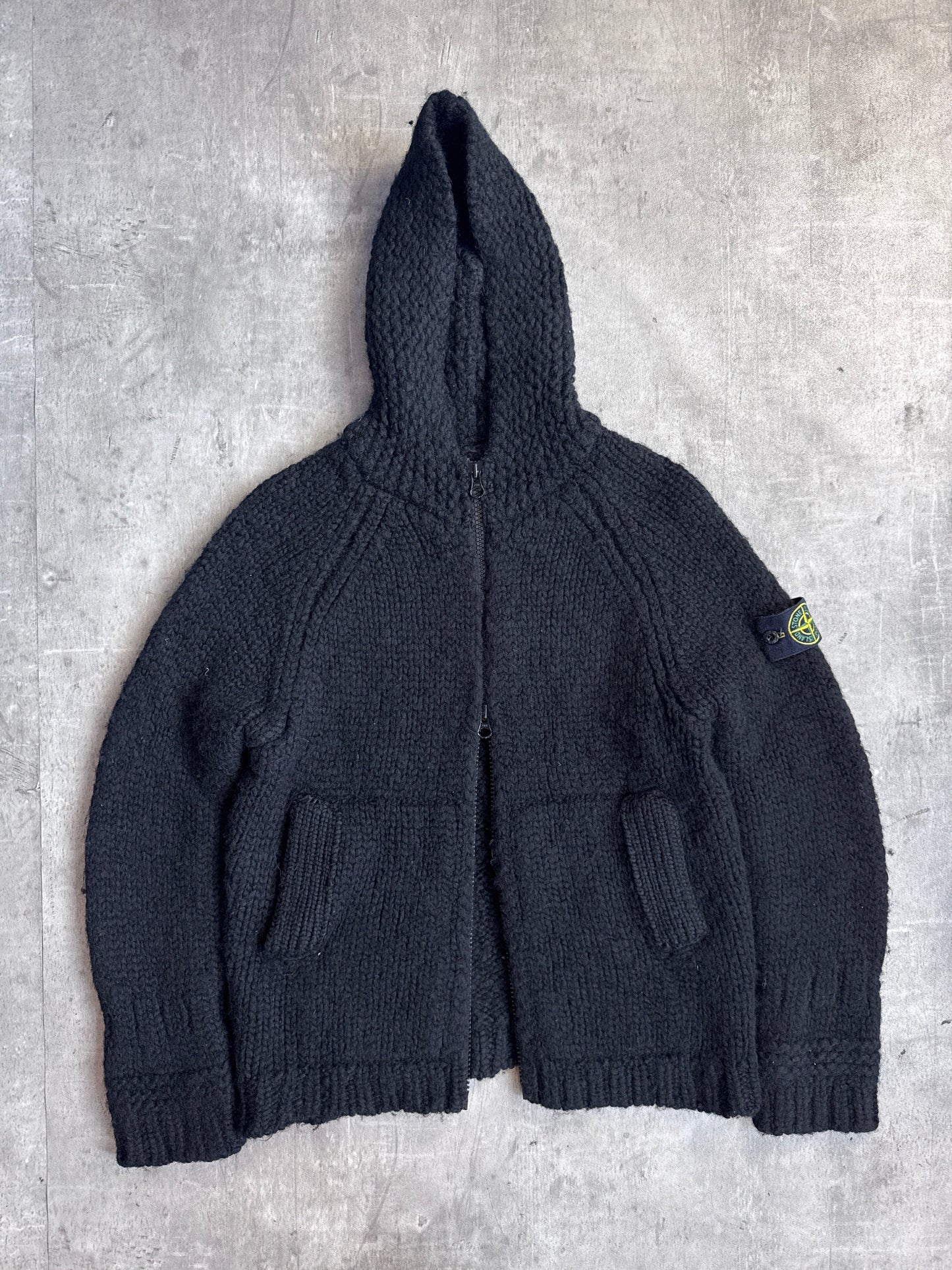 Stone Island Chunky Knit Wool Full Zip Sweater
