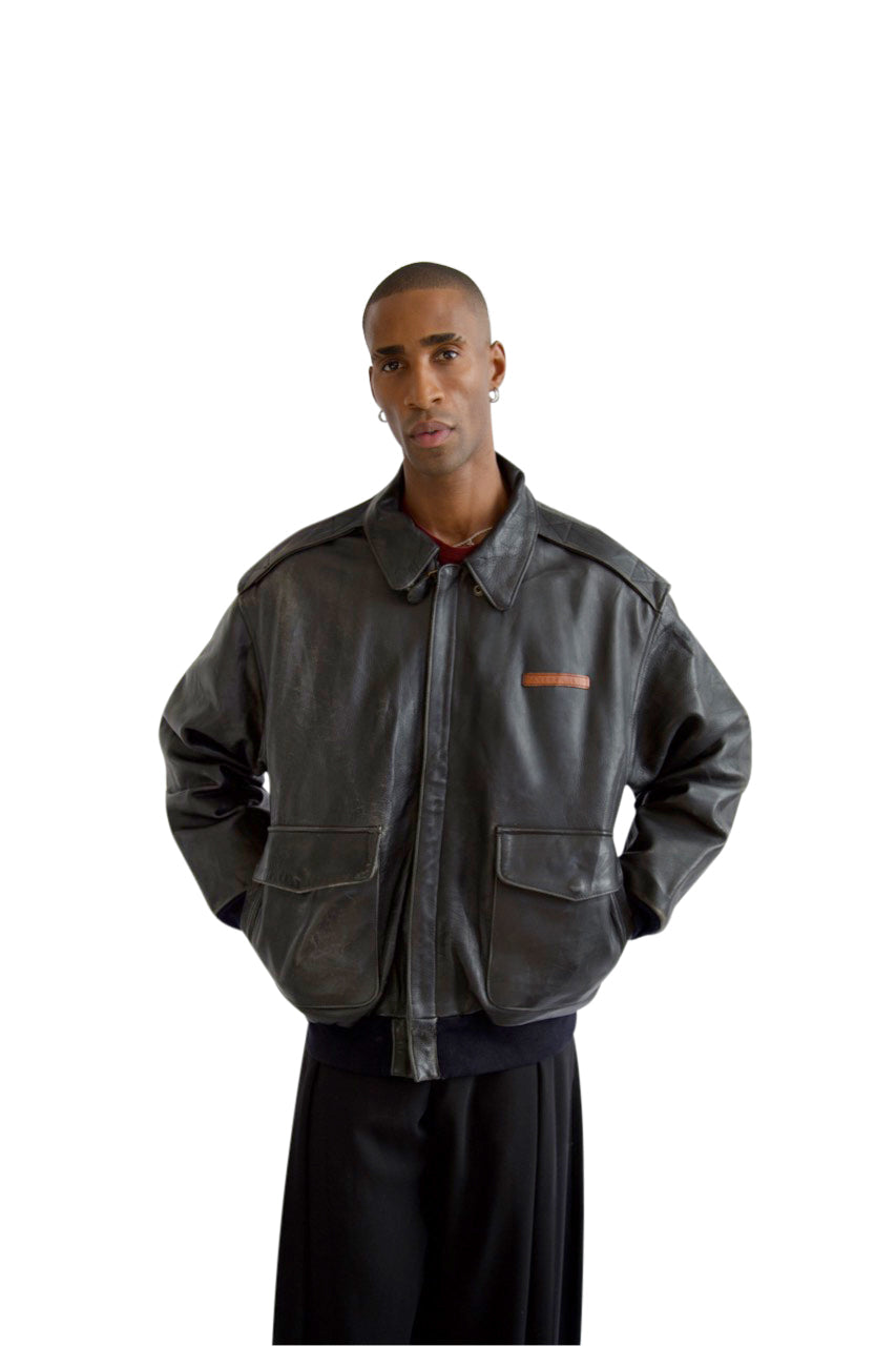 Avirex Black A-2 Leather Flight Jacket