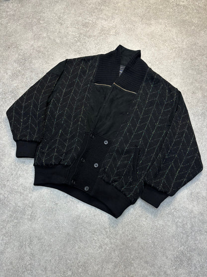 Yves Saint Laurent Double Breasted Knit Pattern Zip Detail Cardigan