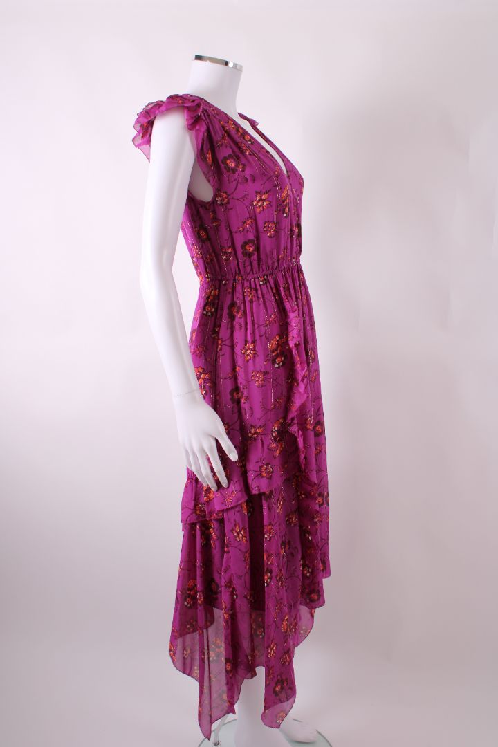 Ulla Johnson S/S Floral Shimmer Dress Purple/ Orange 4 | O/S, Orange