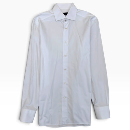 ZEGNA TROFEO TAILORED FIT COTTON SHIRT WHITE M | Medium, Red