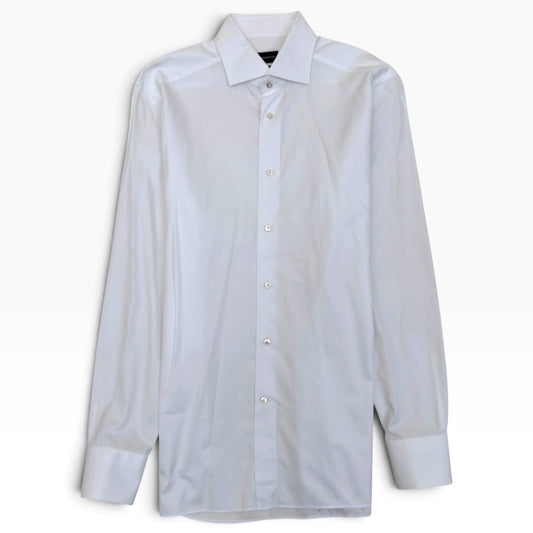 ZEGNA TROFEO TAILORED FIT COTTON SHIRT WHITE M | Medium, Red