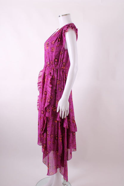 Ulla Johnson S/S Floral Shimmer Dress Purple/ Orange 4 | O/S, Orange