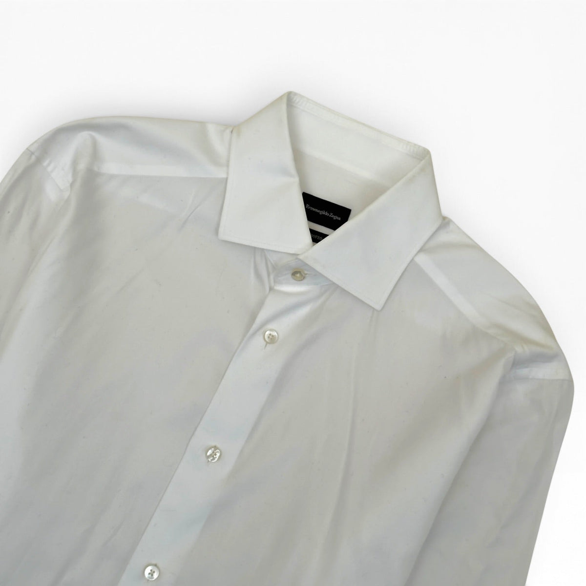 ZEGNA TROFEO TAILORED FIT COTTON SHIRT WHITE M | Medium, Red