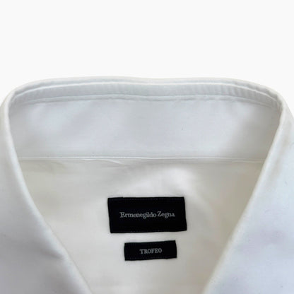 ZEGNA TROFEO TAILORED FIT COTTON SHIRT WHITE M | Medium, Red