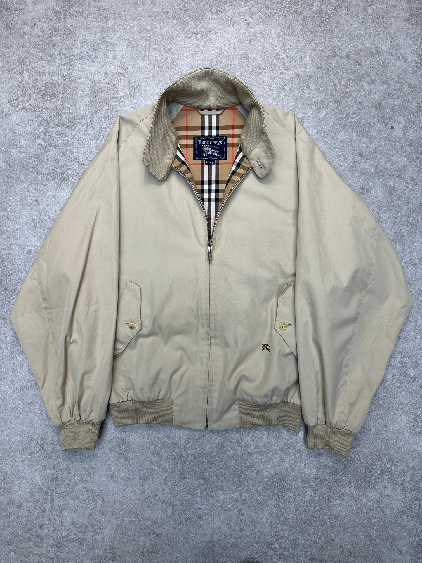 Burberry Nova Check Lined Logo Embroidered Harrington Jacket