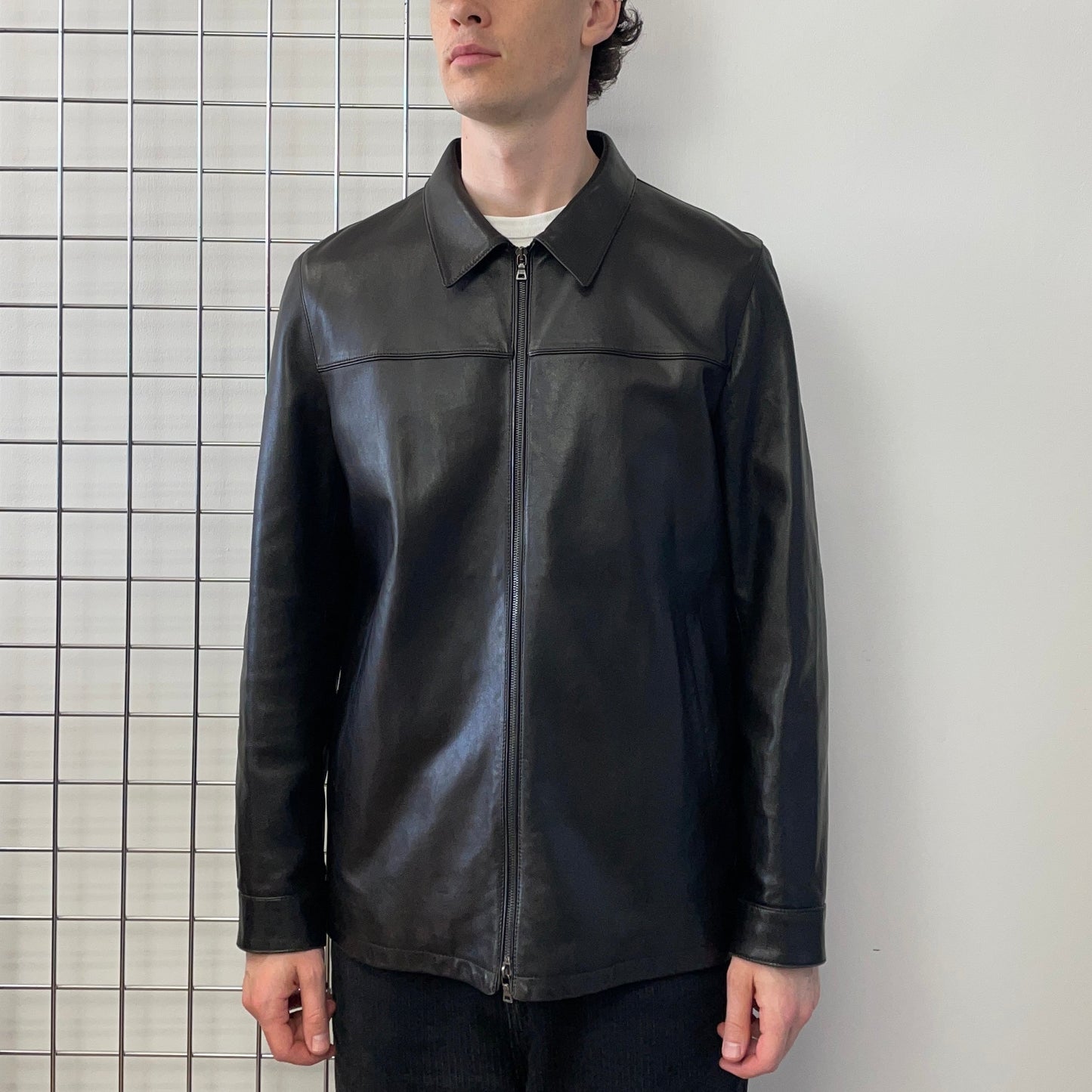 Prada Black 2008 Leather Zip-Through Jacket | X-Large, Black