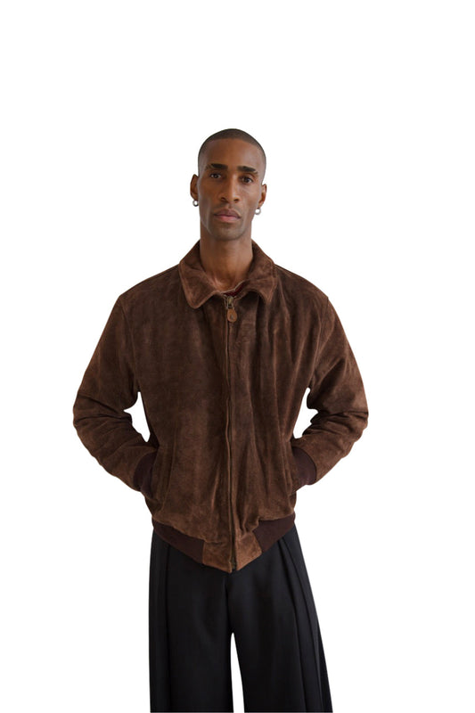 Armani Brown Suede Harrington Jacket