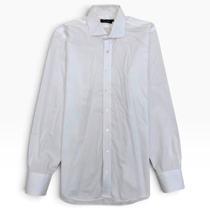 THOM SWEENEY COLLAR COTTON SHIRT WHITE 17” / L | Large, White