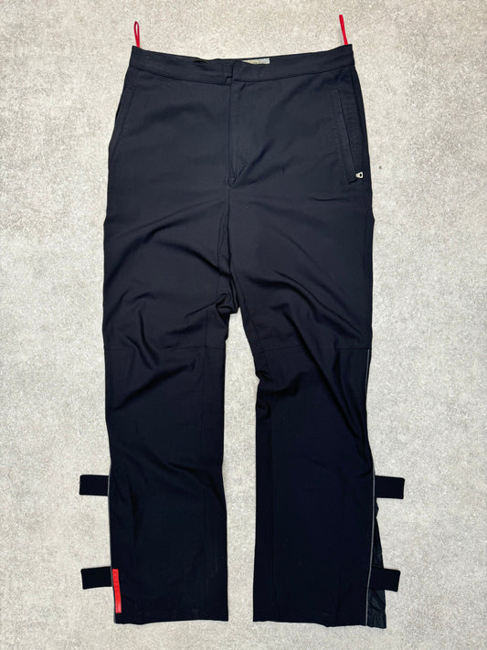 Prada Reflective Trimmed Wide Leg Technical Trousers