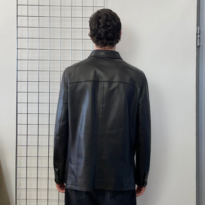 Prada Black 2008 Leather Zip-Through Jacket | X-Large, Black