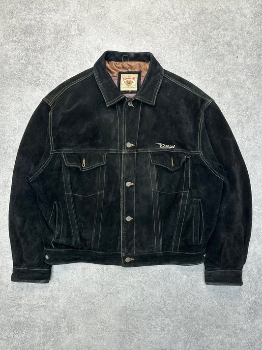 Vintage Diesel Black Leather Suede Jacket